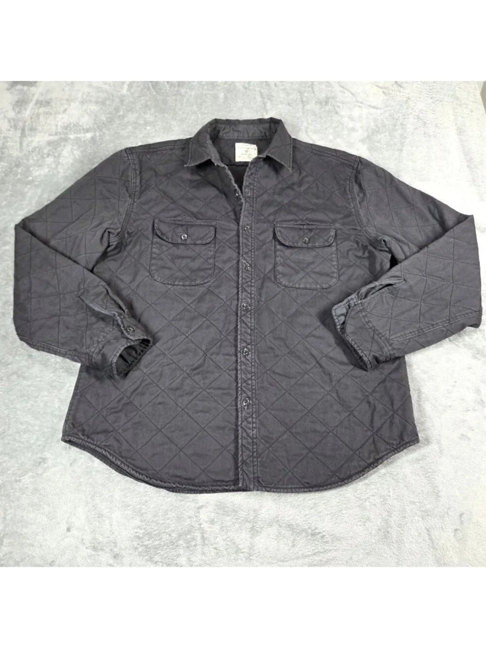 J Crew Shirt Mens XL Charcoal Gray Quilted Workshirt Jacket Shacket Preppy
